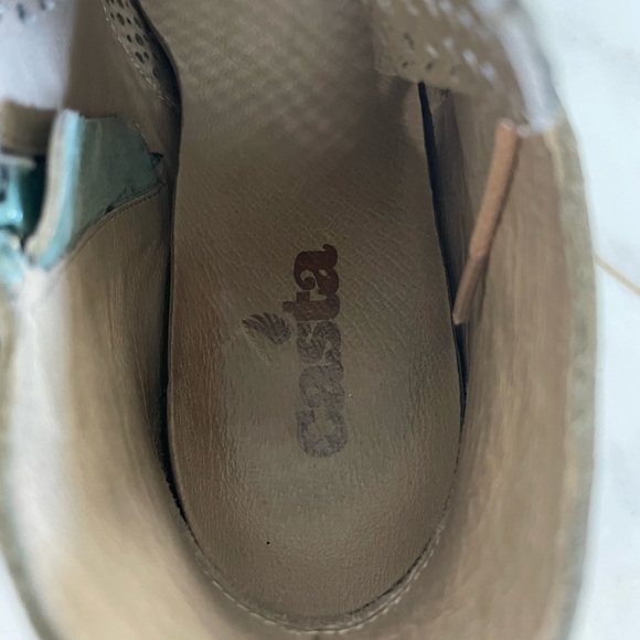 Casta, euro 38 US Women’s 7.5-8, Ravva Sage Green Perforated Leather Ankle Boots - Picture 6 of 10